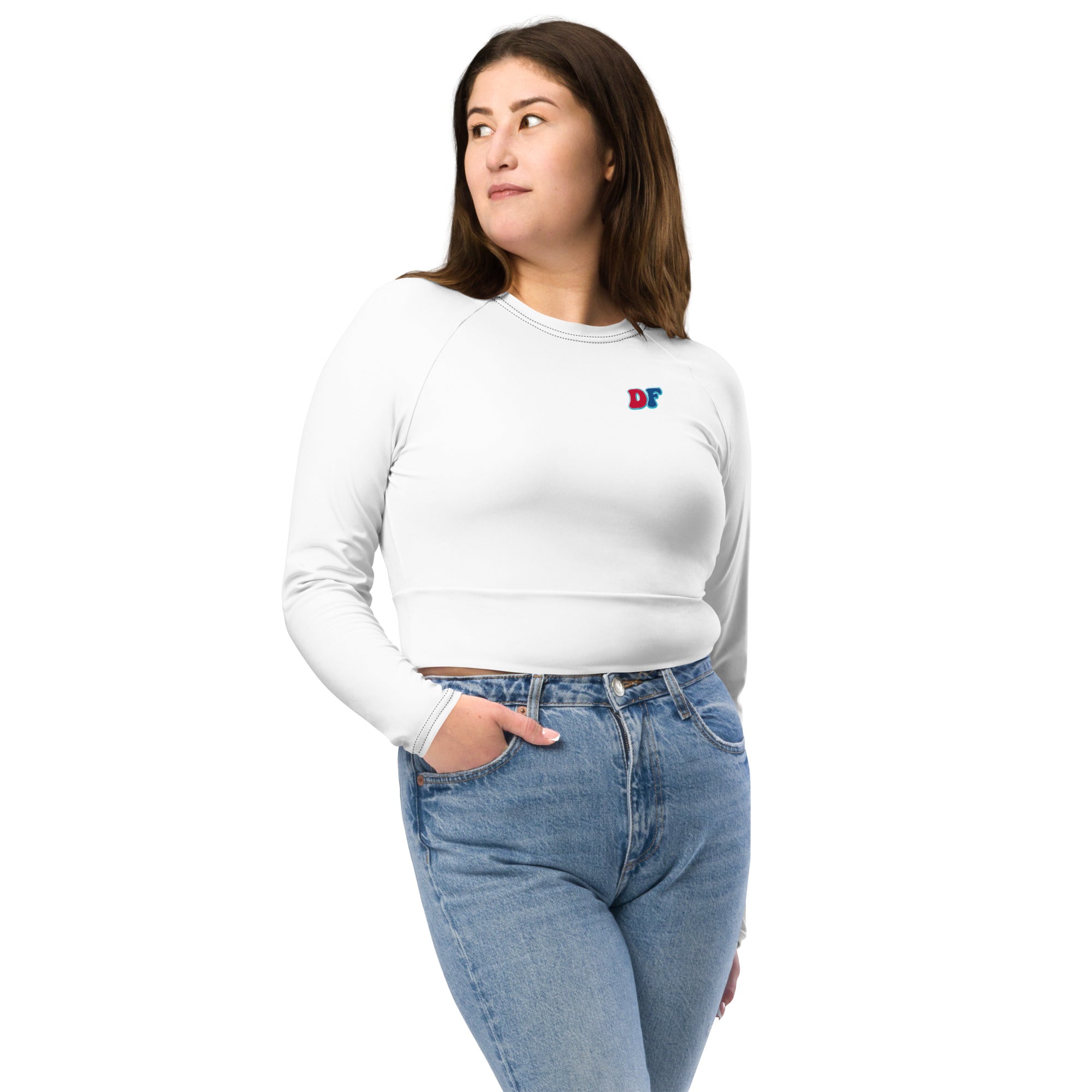 Crop top de manga larga de poliéster reciclado